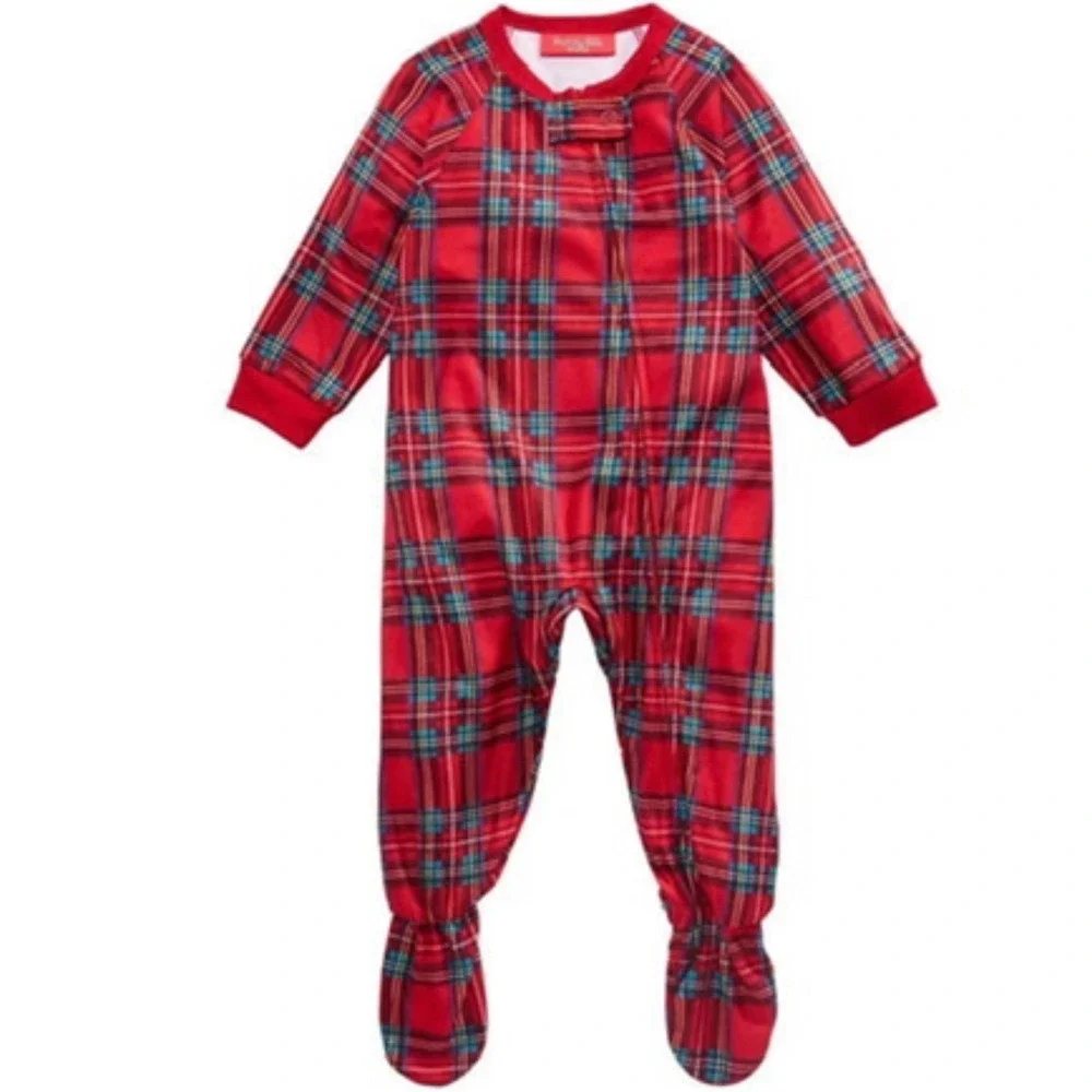 Toddler Brinkley Plaid Footed Sleeper Red Tartan Baby 18MO Holiday Christmas